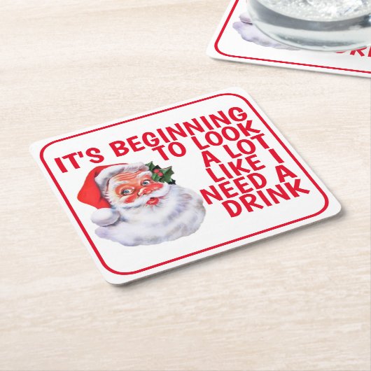 kerstfeest Funny Santa Claus Drink Humor Kartonnen Onderzetters (Schuin)