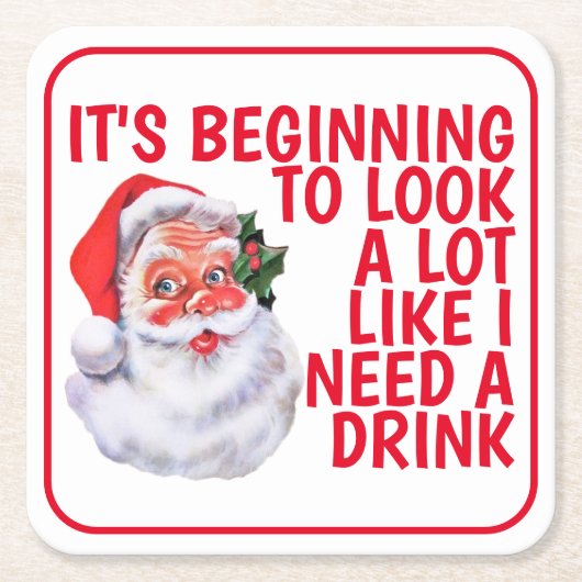 kerstfeest Funny Santa Claus Drink Humor Kartonnen Onderzetters (Voorkant)