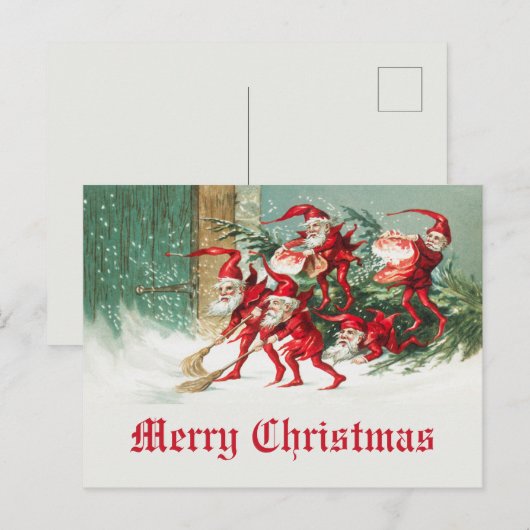 kerstfeest Funny Santa Elves Briefkaart (Voorkant / Achterkant)