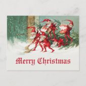 kerstfeest Funny Santa Elves Briefkaart (Voorkant)