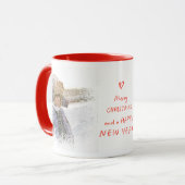 Kerstfeest Gelukkig Nieuwjaar Foto Snow Heart Mok (Voorkant links)