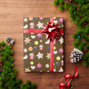 Kerstfeest Gemberkoek Waterverf Cadeaupapier