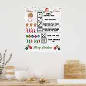 Kerstfeest Geschenkruil Dobbelspel Poster (Keuken)
