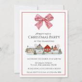 Kerstfeest Gezellige Cabin & Bow Uitnodiging (Voorkant)