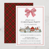 Kerstfeest Gezellige Cabin & Bow Uitnodiging (Voorkant / Achterkant)