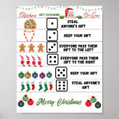 Kerstfeest Gift Exchange Dice Game Poster (Voorkant)
