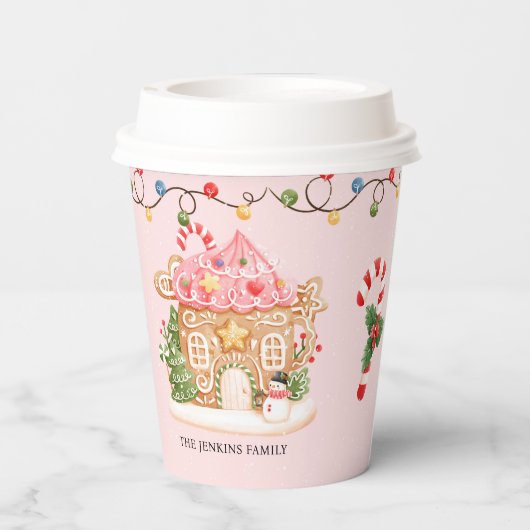 Kerstfeest Gingerbread House Papieren Bekers (Achterkant)