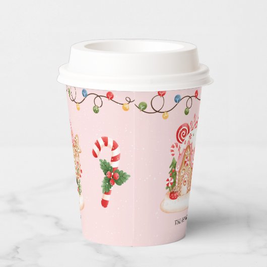 Kerstfeest Gingerbread House Papieren Bekers (Rechts)