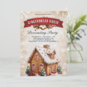 Kerstfeest Gingerbread House Versieren Kaart (Staand voorkant)