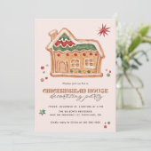 Kerstfeest Gingerbread House Versieren Kaart (Staand voorkant)