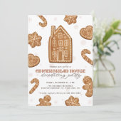 Kerstfeest Gingerbread House Versieren Kaart (Staand voorkant)