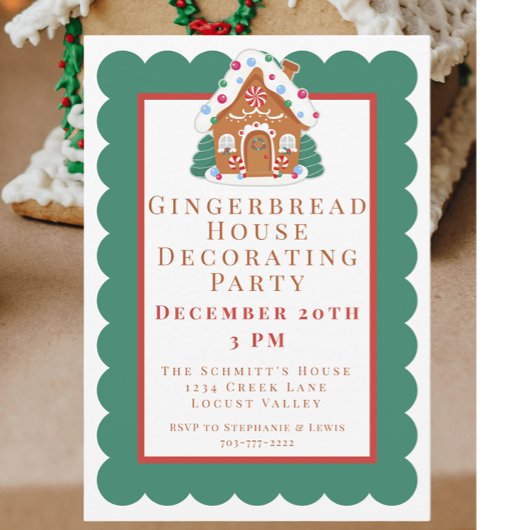 Kerstfeest Gingerbread House Versieren Kaart