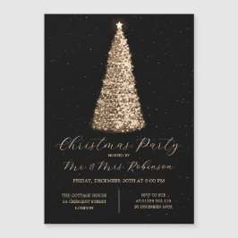 Kerstfeest Glam Gold Tree Sparkle Uitnodigingen