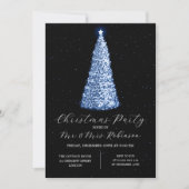 Kerstfeest Glam Navy Blue Tree Sparkle Kaart (Voorkant)