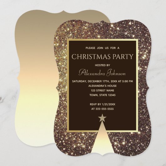 Kerstfeest Glans Goud Kaart (Voorkant / Achterkant)
