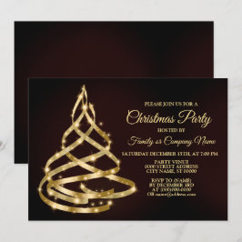 Kerstfeest Glanzend Gouden Lint Boom Glans Kaart