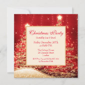 Kerstfeest Glanzende Bomen Rood met Glitters Kaart (Voorkant)