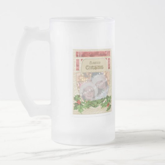 kerstfeest Glas in lood Matglas Bierpul (Links)