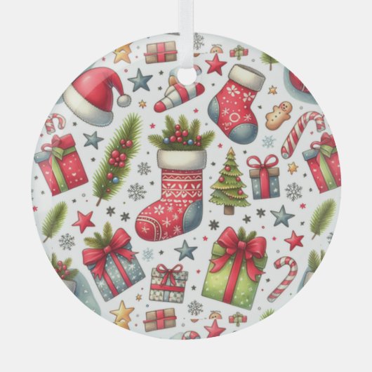 Kerstfeest Glas Ornament (Voorkant)