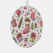 Kerstfeest Glas Ornament (Voorkant Rechts)