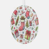 Kerstfeest Glas Ornament (Voorkant links)