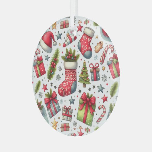 Kerstfeest Glas Ornament (Voorkant links)