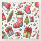 Kerstfeest Glazen Onderzetter (Voorkant)