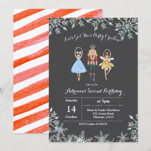 Kerstfeest Glitter Birthday Invite Ballet Kaart