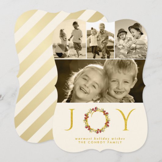 Kerstfeest Glitter Floral Wreath Die Cut Feestdagenkaart (Voorkant / Achterkant)