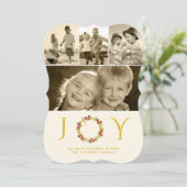 Kerstfeest Glitter Floral Wreath Die Cut Feestdagenkaart (Staand voorkant)