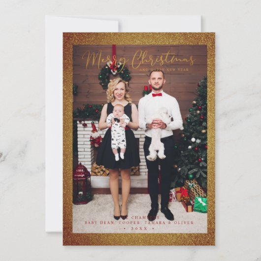 Kerstfeest Glitter Fun Foto's Feestdagenkaart (Voorkant)