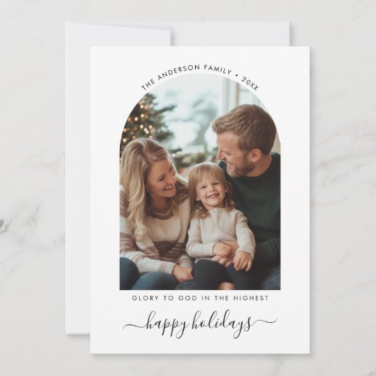 Kerstfeest Glorie voor God Schattigee Familiefoto  Feestdagenkaart (Voorkant)