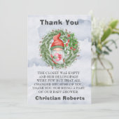 Kerstfeest Gnome Birthday party Dank je kaarten (Staand voorkant)