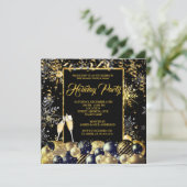 Kerstfeest Gold Black Snowflakes Holiday Kaart (Staand voorkant)