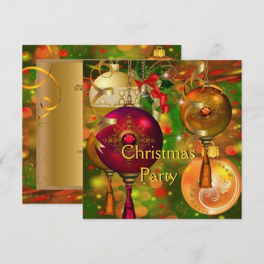 Kerstfeest Gold Green Red Xmas Decoraties Kaart (Voorkant / Achterkant)
