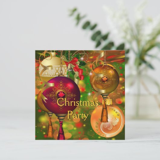 Kerstfeest Gold Green Red Xmas Decoraties Kaart (Staand voorkant)