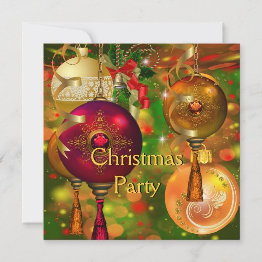 Kerstfeest Gold Green Red Xmas Decoraties Kaart (Voorkant)