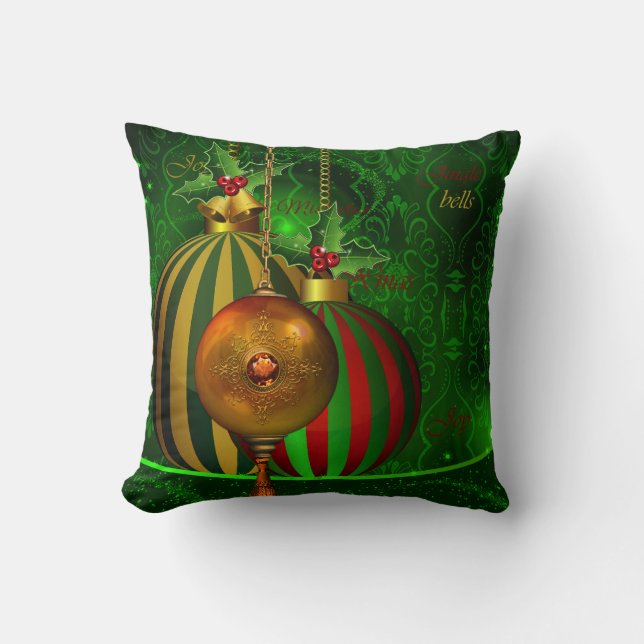 Kerstfeest Gold Green Red Xmas Decoraties Kussen (Voorkant)