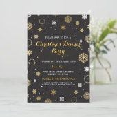 Kerstfeest Gold Sneeuwvlokken uitnodigen Kaart (Staand voorkant)
