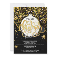Kerstfeest Gold Sparkle Stippen Uitnodigingen