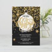 Kerstfeest Gold Sparkle Stippen Uitnodigingen (Staand voorkant)