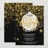 Kerstfeest Gold Sparkle Stippen Uitnodigingen (Voorkant / Achterkant)