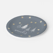 Kerstfeest Gold Stars Blauw Papieren Bordje (Gekanteld)