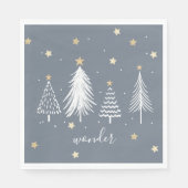 Kerstfeest Gold Stars Blauw Servet (Voorkant)