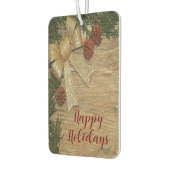 Kerstfeest Golden Green Leaves Red Rustic Luchtverfrisser (Links)