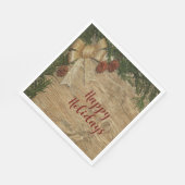 Kerstfeest Golden Green Leaves Red Rustic Servet (Hoek)