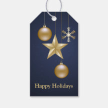 Kerstfeest Golden Ornament Navy Blue Elegant