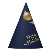 Kerstfeest Golden Ornament Navy Blue Elegant Feesthoedjes (Links)
