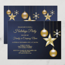 Kerstfeest Golden Ornaments Navy Blue Elegant