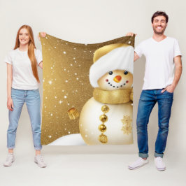 Kerstfeest Golden Snowman Sneeuwvlokken Feestdagen Fleece Deken